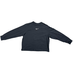Nike Shirt Adult M Black Long Sleeve Small Swoosh Athletic Slim Fit
